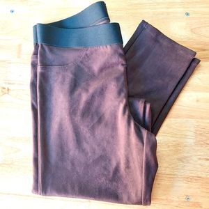 Karen Kane Pants XL Brown Faux Suede Stretch Leggings Pull-on Women